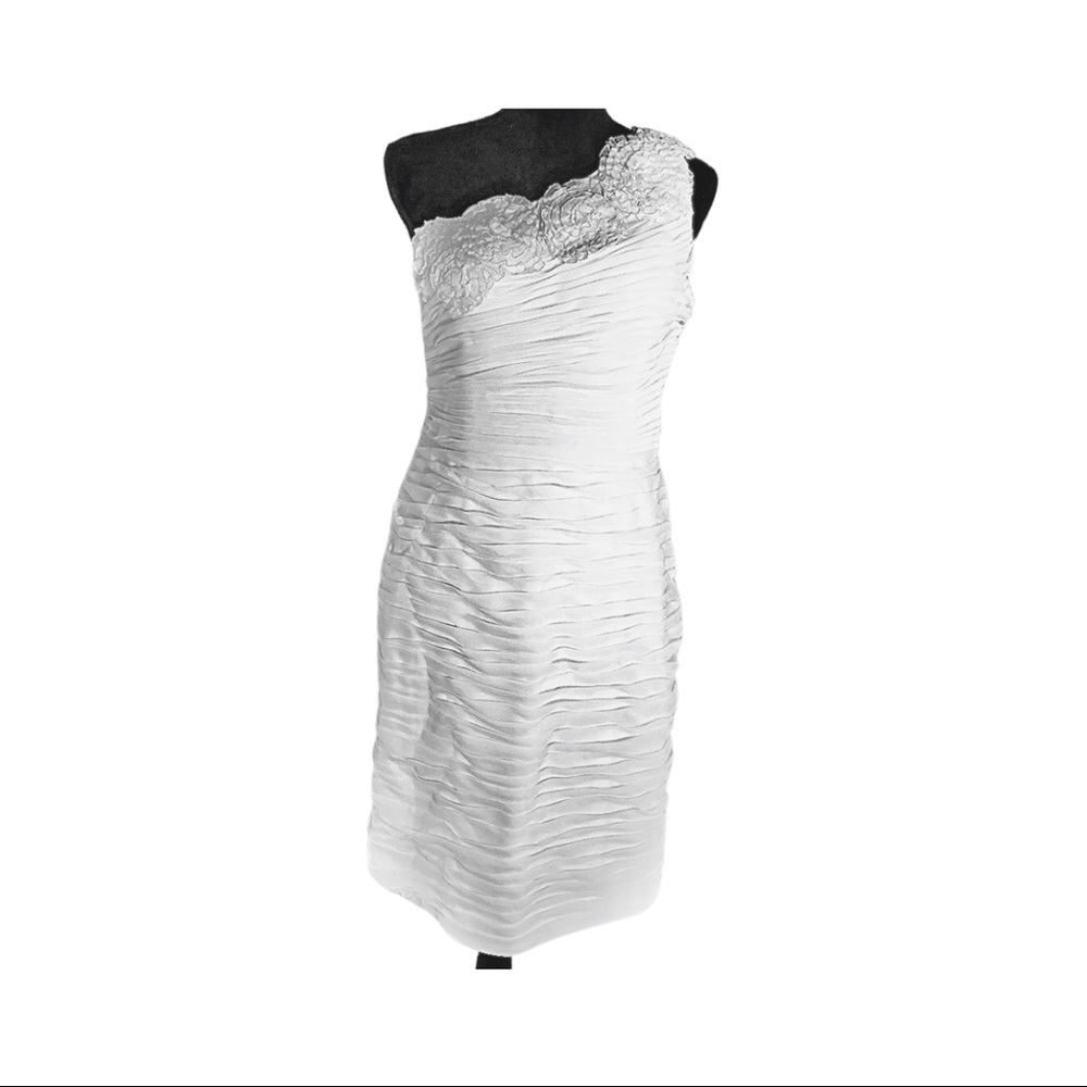 One Shoulder Chiffon Sheath Dress with Rosettes